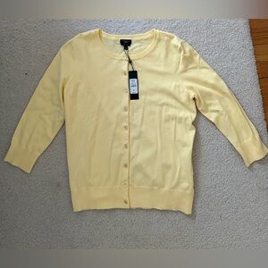 Talbots Light Yellow Crewneck Button-Front Cardigan